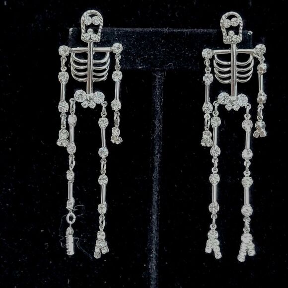 Rhinestone Skeleton Earrings - Picture 3 of 5